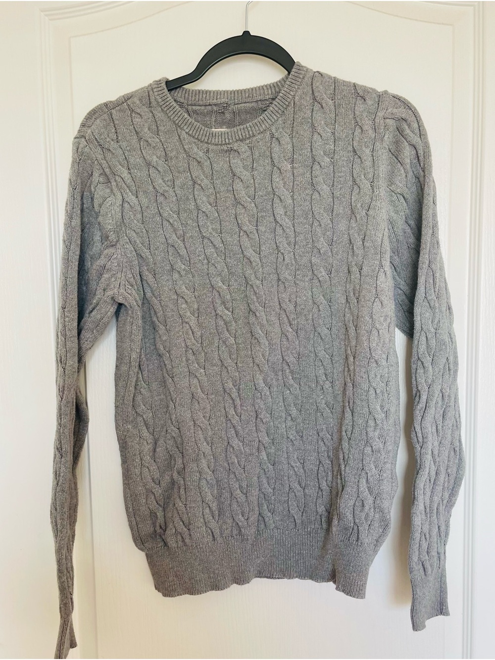 Men's Gray Cable Knit Crewneck Sweater - St. John’s Bay